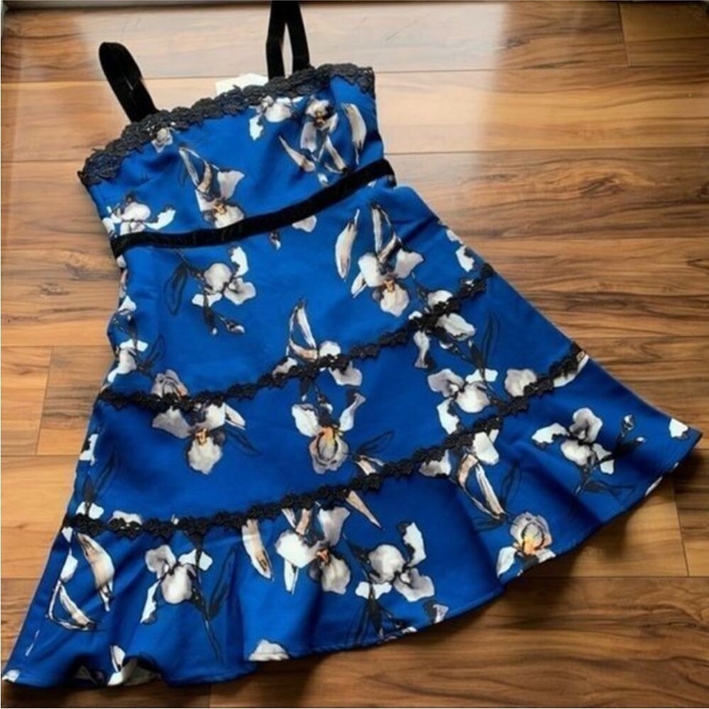 Foxiedox Blue Black Carmella Floral & Cocktail Dress 6
